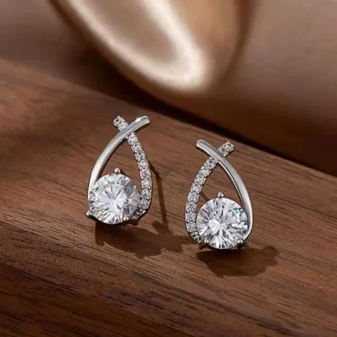 Fashion Cross Stud Earrings For Women Girls Korean Style Elegant Crystal Jewelry Ear Rings Fishtail Lady Earrings Gifts 4