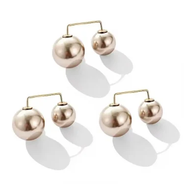 New 3Pcs/Set Double Pearl Brooch Pins Anti-Fade Brooches For Women Sweater Cardigan Clip Coat Retractable Button Dress Jeans Fit 6