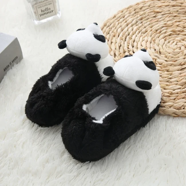 Children Toddler Girl Slippers Indoor Winter Plush Warm Shoes Cartoon 3D Panda Kid Boy Soft Rubber Sole Home Footwear Baby Items 4