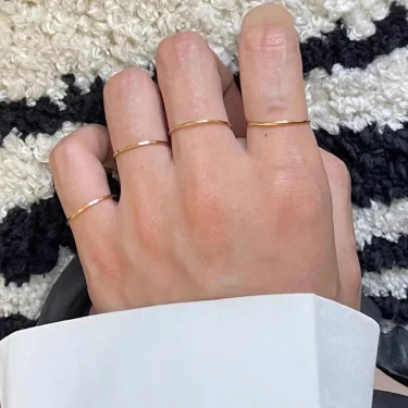 Peri'sbox 0.5mm Extremely Thin Stainless Steel Anti-Tarnish Rings for Women Fashion Simple 18K Pvd Gold Plated Ring Office Style 3
