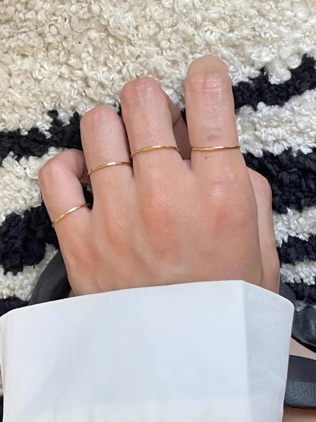 Peri'sbox 0.5mm Extremely Thin Stainless Steel Anti-Tarnish Rings for Women Fashion Simple 18K Pvd Gold Plated Ring Office Style 3