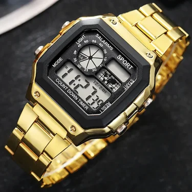 MAYZHISU Classic Men's Digital Watches Luxury Stainless Steel Strap Sport Watches Men Military Clock LED Sport Wristwatch 1