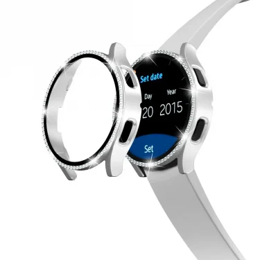 Case for Samsung Galaxy Watch 7 6 5 4 40mm 44mm Screen Protector PC Bumper Tempered Glass Diamond Integrated Protective Case 3