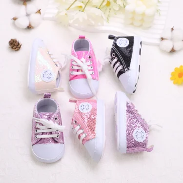 Trendy Comfortable Sequin Sneakers For Baby Boys, Lightweight Non Slip Shoes For Indoor Outdoor Walking, Spring And Autumn 1