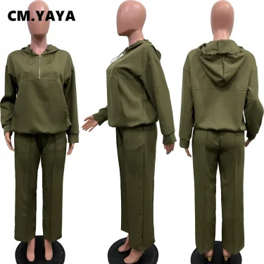 CM.YAYA Long Sleeve Women Set Loose Long Sleeve Hoodies Pant Suits 2024 Spring 2 Two Piece Sets Sporty Tracksuits Street Outfits 6