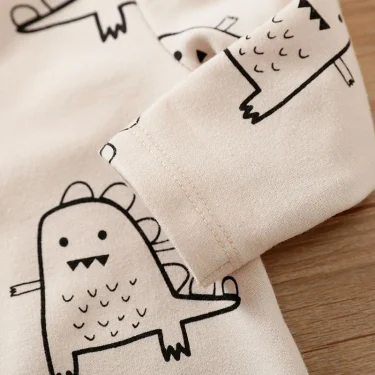 Newborn Clothing Solid Color Fashionable Children's Jumpsuit Long Sleeved Cute Cartoon Dinosaur Girl Boys Autumn/Winter Jumpsuit 5