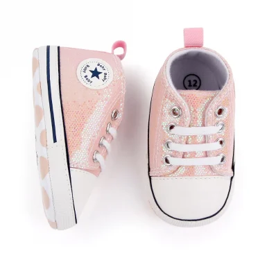 2025 Newborn Sequined Canvas Baby Sneakers Casual Baby Boys Girls Toddler Multi-Color Soft Sole Non-slip Walking Shoes 3