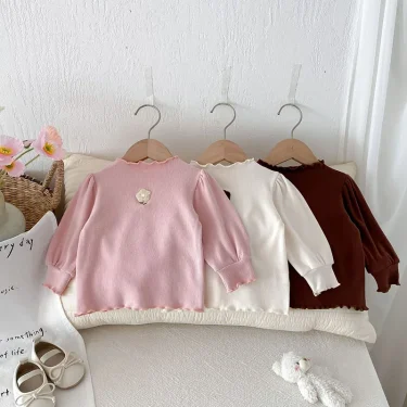 MILANCEL New Spring Baby Cute Flower Undershirts 0-3T Toddler Bottoming Shirt Cartoon Infant Girls Outwear Tops 2
