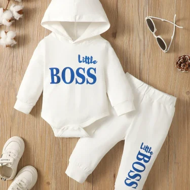 Winter Newborn Infant 0-24M Baby Boy Long Sleeves Cotton Hooded Letter Fashion Baby Hoodies Clothing 5