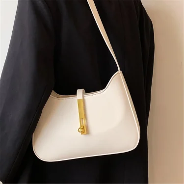 Fashion Women Underarm Shoulder Bags Pu Leather Half Moon Armpit Ladies Black And White Handbags Brand Designer Trend Purse 3