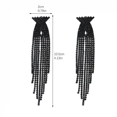 Fashion Long Tassel Rhinestone Drop Earrings for Women Long colourful Crystal Dangle Earrings Jewelry Accessories 2