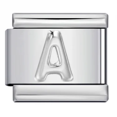 URING Fashion Silver Color 26 Letters A-Z Italian Charm Links Fit 9mm Stainless Steel Women Men Bracelet Jewelry DIY Making 3