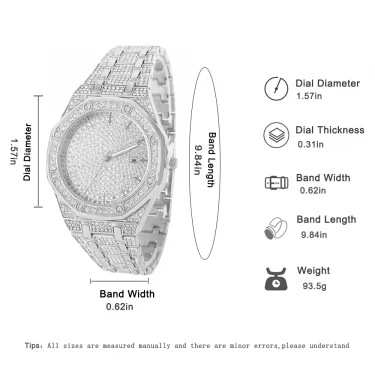 Iced Out Watch for Men Gold Watch for Men Hip Hop Fashion Cool Bling Bling Gold Diamond Luxury Mens Watch Dropshipping Relogio 3