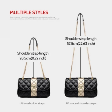 FOXER Women Crossbody Bag Diamond Lattice Handbag Lady Armpit Shoulder Bag Girl's Split Leather Chain Strap Black Messenger Bags 4