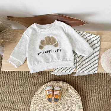 Ins Newborn Clothes Boys Girls Sets Spring 2Pcs Cartoon Embroidery Long Sleeve Top+Pants Cotton Autumn Tracksuit Toddler Outfit 6
