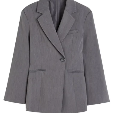 Elegant Slim Solid Women's Blazers Lapel One Button Shoulder Pads Long Sleeve Jacket 2025 Spring Office Lady Commute Outwear 6