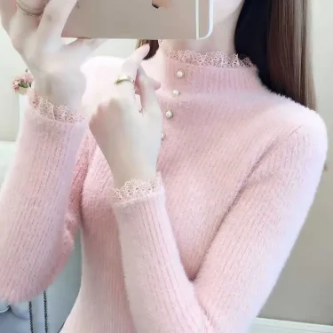 2023 Autumn Winter Thick Sweater Women Knitted Ribbed Pullover Sweater Long Sleeve O-neck Slim Jumper Soft Warm Pull Femme Tops 4