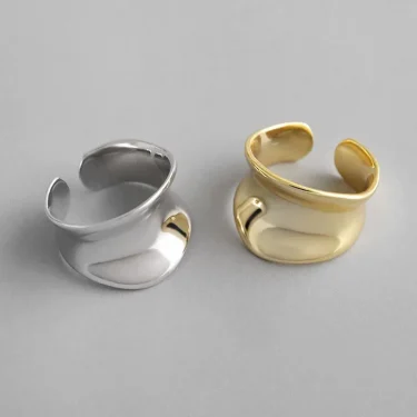925 Sterling Silver Rings For Women Hollow Out Gold Color Temperament Personality Fashion Female Trendy Resizable Opening Rings 4