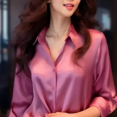 Spring Autumn New Women's Solid Color Polo-Neck Button Elegant Loose Long Sleeve Versatile Commuter French Unique Shirt Tops 2