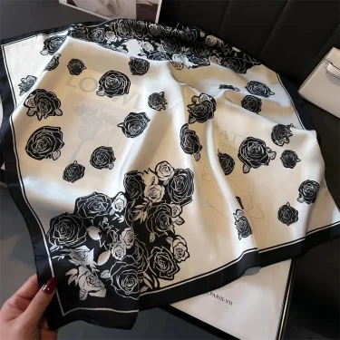 Luxury Silk Scarfs Square Scarf Korean Fashion Kerchief Popular Silk Scarves Bandanna Wraps Scarf Decoration Shawl 70*70CM 2