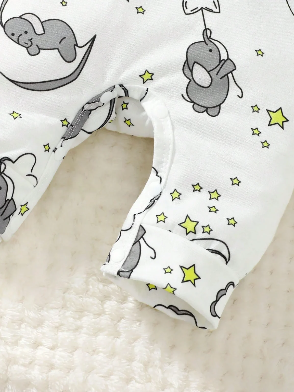 2pcs Baby Cute Cartoon Elephant Pattern Embroidery Long Sleeve Romper With Hat 3