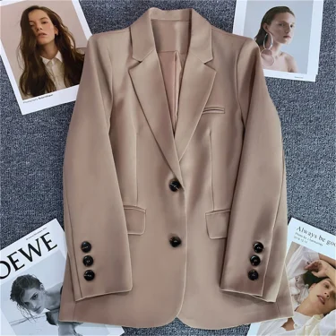2024 Women Jacket New in Korean Fashion Small Suit Top Brown Suit Coat Clothes Loose Straight Temperament Slim Blazer for Women 2