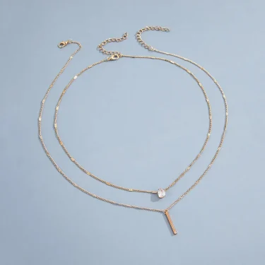 Fashion Multi-layer Necklace For Women Simple Crystal Water Drop Pendant Gold Silver Color Chain Choker Trend Jewelry 4