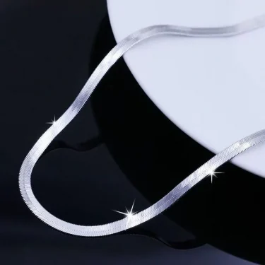 925 Sterling Silver fine 4MM Blade Chain Necklace for Women Men Luxury wedding party Jewelry Holiday gifts 2