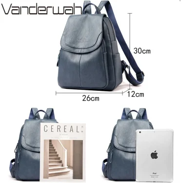 Women Large Capacity Backpack Purses High Quality Leather Female Vintage Bag School Bags Travel Bagpack Ladies Bookbag Rucksack 3