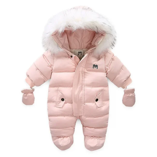 Winter Baby Jumpsuit Thick Warm Infant Hooded Inside Fleece Rompers Newborn Boy Girl Overalls Outerwear Kids Snowsuit 4