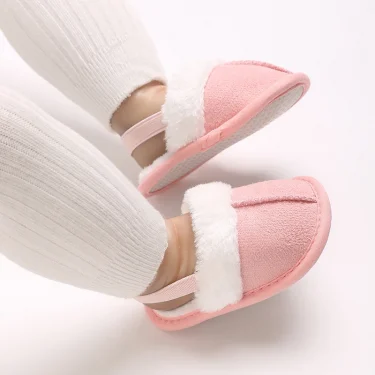 0-1 Years Old Winter Baby Slippers Fluffy Baby Boy Girl Sandals Cute Plush Soft Non-slip Sole Toddler First Toddler Baby Shoes 6
