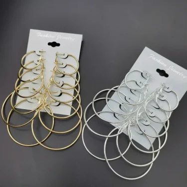 6Pairs Hoop Earrings Set Big Circle Earrings Jewelry for Women Girls Ear Clip Punk Style Earrings Fashion Jewelry Accessories 1