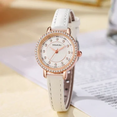 Luxury Quartz Wristwatch Female Ladies Diamond Luxury Leather Belt Watch Fashionable Simple Style Quartz Wristwatch Reloj Mujer 4