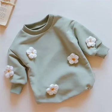 Spring Baby Clothes Flowers Sweatshirt Romper Baby Girl Boys Long Sleeve Bodysuit Clothes Newborn 0-12 Months 24M Jumpsuit 2