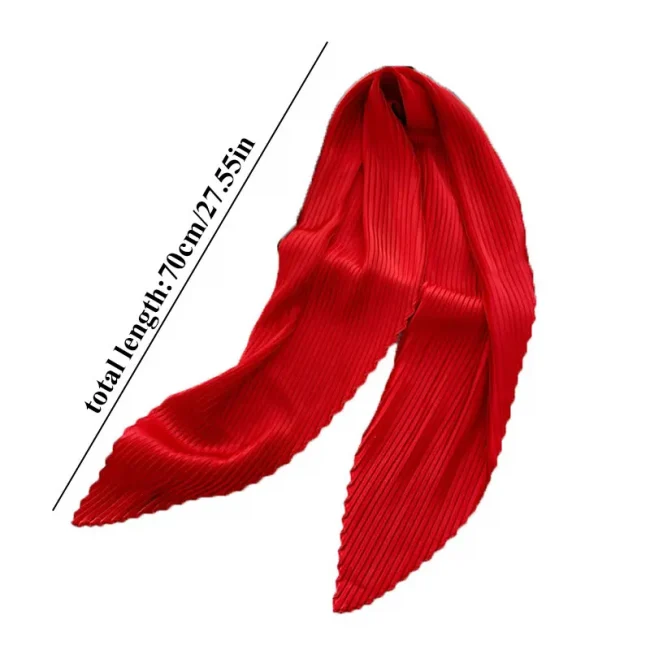 Women Square Scarf Skinny Ribbon Head Neck Small Pleated Hair Tie Band Kerchief Satin Foulard Scarves Headscarf Neckerchief 5