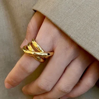 Stainless Steel Jewelry Minimalist Metal Gold Color PVD Plated Opening Ring for Women Bagues Pour Femme Party Gift Dropshipping 1