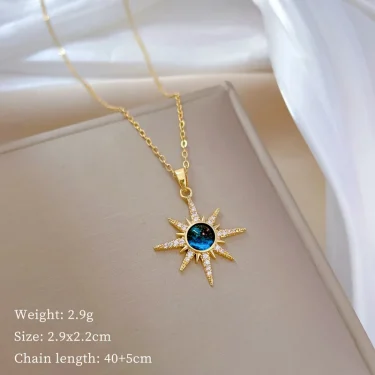 Exquisite and Fashionable Starburst Micro Jewelry Stainless Steel Necklace Classic Planet Gorgeous Versatile Clavicle Chain 6