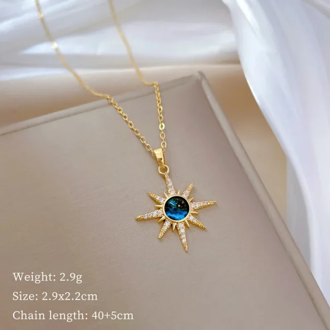 Exquisite and Fashionable Starburst Micro Jewelry Stainless Steel Necklace Classic Planet Gorgeous Versatile Clavicle Chain 6