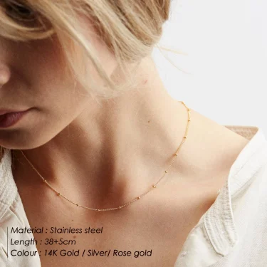 eManco Gold Color Stainless Steel 316 Chain Choker Necklace Women Chain Necklace Sets for Women gift 2