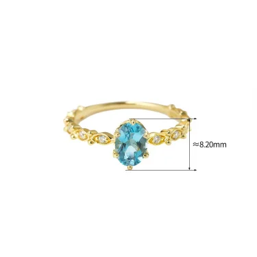 LAMOON Natural Topaz Rings For Women Gemstone Ring Blue Topaz 925 Sterling Silver K Gold Plated Wedding Engagement RI178 5