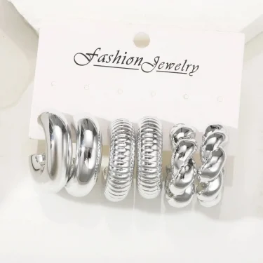 12 Unique and Simple Twisted Metal C-shaped Women's Earring Set, Retro Elegant, Hypoallergenic Earring Jewelry Gift 3