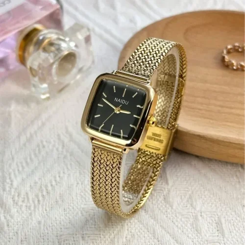 Retro Ladies Watch Versatile Luxury Gift Quartz Watch for Women Simple Small Dial Watches Stainless Steel Strap Wristwatches 1