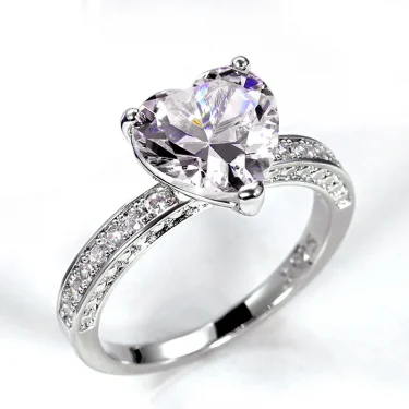 Huitan Luxury Solitaire Women Heart Engagement Rings AAA Pink Cubic Zirconia Proposal Rings For Girlfriend Anniversary Gift 4