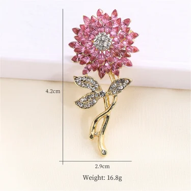 Korean Full Rhinestone Sunflower Brooches for Women Luxury Design Jewelry Party Wedding Gifts Trendy Charm Shiny Brooch Pins 4