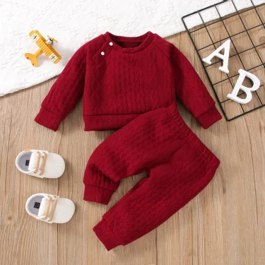 7 Colors Newborn Baby Girl Boy Clothes Set Solid Color Long Sleeves Top+Pants 2PCS Outfits Leisure Sport Autumn&Winter Costume 5