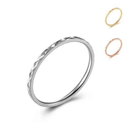 1mm Thin Stackable Ring Stainless Steel Faceted Knuckle Midi Ring for Women Girl Size 3-10 1