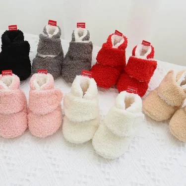 Infant Baby Boy Girl Cozy Fleece Bootie Newborn Stay On Slipper Winter Warm Gripper Non-Slip Crib Shoes 2