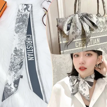 French Spring Hot Sale Plants Jungle Animals Women\'s Twill Decoration Sharp Horn Strap Bag Spot Silk Band Hair Band Small Scarf 2