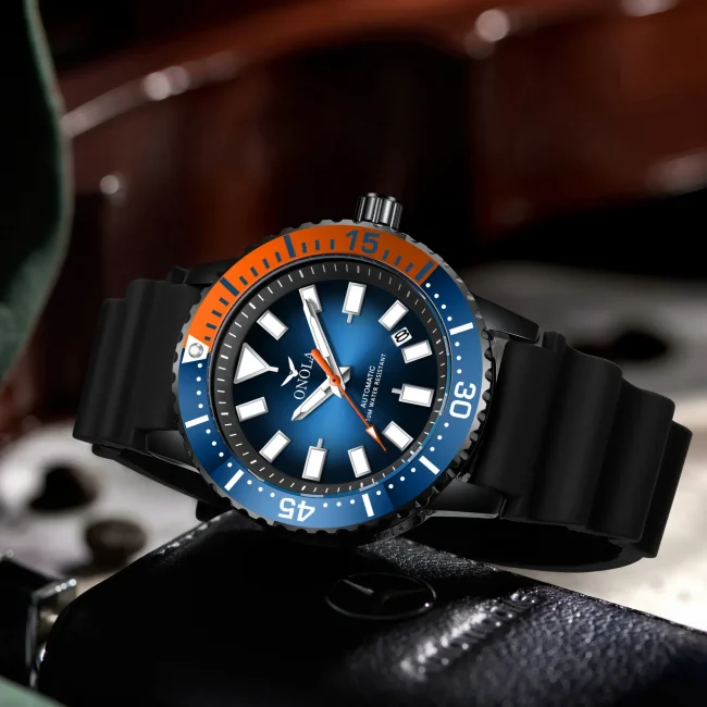 HOT Business Men's Fully Automatic Mechanical Watch ONOLA Genuine Leather Waterproof Casual Watch Men's Clock 3