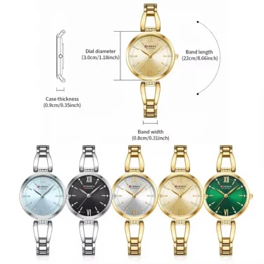 CURREN 9092 Quartz Watches Women Elegant Bracelet Stainless Steel Strap Rhinestone Fashion Ladies Simple Watch Gifts reloj mujer 6